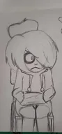 annoyed looking_at_someone maya meta:general_fanart paper sitting // 1844x4000 // 310KB