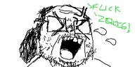anger_mark angry balding closed_eyes fat glasses greentext hair oekaki ongezellig open_mouth ponytail soyjak stubble text yelling // 500x250 // 31KB