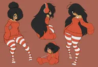ather-os_(artist) maya off_model sisa striped_socks thick_thighs thigh_highs wide_hips // 900x619 // 64KB