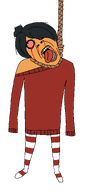 ack anti_ongezellig bloodshot_eyes clothes crying dead full_body hair hanging maya_(ongezellig) ongezellig orange_skin rope soyjak stubble suicide tongue tranny variant:bernd yellow_teeth // 1197x2709 // 57KB