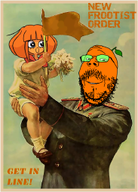 froot froot_(user) holding_object mymy ongezellig orange_skin poster propaganda variant:gapejak // 183x255 // 74KB