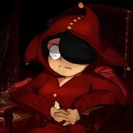 artist:ghanshan black_hair button chair jester jester_costume jester_hat maya meta:general_fanart sitting tagme // 1080x1080 // 94KB