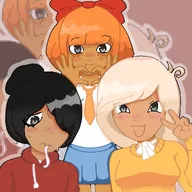 chewing_strings coco heart_sign maya mymy nervous peace_sign smiling sweat tagme unknown_artist // 1280x1280 // 484KB