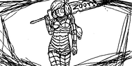 armor black_and_white coco kino knight looking_at_viewer oekaki sisa sword zoot // 500x250 // 38KB