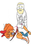 anti_ongezellig aryan blond bloodshot_eyes blue_eyes bow clenched_teeth crying decapitation holding_object holding_sword katana meta:tagme mymy negan ongezellig orange_hair orange_skin severed_head soyjak sword variant:bernd weapon yellow_teeth // 1080x1920 // 432KB