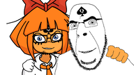2soyjaks bbc blacked bowtie clothes female freckles glasses mymy ongezellig orange_hair orange_skin queen_of_spades smile soyjak stubble variant:cobson variant:feraljak // 1920x1080 // 502KB