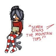 :( album_cover artist:nitrous.huffer blush frown holding_object In_The_Aeroplane_Over_The_Sea_(album) maya meta:general_fanart musical_note sad shocked text white_background white_void // 2912x2912 // 306KB