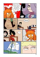 artist:maypachi_hmone bandana black_hair blonde_hair bow comic desk english_text exclamation_mark exclamation_marks freckles frown grey_hair hat kiki orange_hair question_mark question_marks speech_bubble speech_bubbles stan star_of_david tagme text text_bubble text_bubbles the_return_comic tie vera wiel Yana // 1080x1527 // 126KB