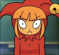 bells board button chalkboard dot_eyes eyebrows eyelashes freackles frown hood jester jester_costume jester_hat motley mymy school tagme unknown_artist // 1407x1316 // 175KB