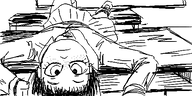 artist:oekakigod classroom looking_at_viewer lying_down mymy no_color oekaki sisa // 500x250 // 47KB