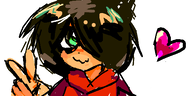 artist:hal heart maya oekaki peace_sign // 500x250 // 35KB