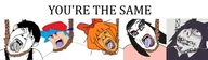 4soyjaks ack anti_ongezellig anti_soytan black_and_white bloodshot_eyes blue_hair bowtie boyfriend_(friday_night_funkin') cap clothes crying dead ear friday_night_funkin' full_body glasses hair hanging hat jacket multiple_soyjaks mymy no_nose omori ongezellig open_mouth orange_hair orange_skin qa_(soyjak_party) rope shorts sock soy soy_parody soyjak soylent stubble subvariant:scholar suicide suicide_pact sunny_(omori) tan_shirt teeth tongue total_sloptran_death tranny variant:bernd variant:gapejak variant:soytan video_game white_skin yellow_teeth you're_the_same // 1715x499 // 203KB