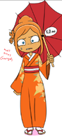 alternate_outfit artist:portalverse english_text japanese_dress meta:general_fanart mymy parasol sandals socks speaking speech_bubble sweat // 291x635 // 108KB