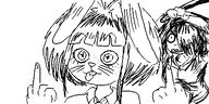 angry artist:oekakigod maya mymy mymy_bunny no_color oekaki subvariant:mymy_rabbit tongue_out weapon // 500x250 // 53KB