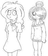 black_and_white coco derp_eyes looking_down maya nervous sketch smiling // 856x986 // 186KB