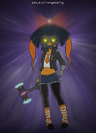 artist:studio_massa axe badge crossover cyberpunk_2077 dutch_flag Illustraties_(official) mask mymy official_art petjeaf robot skull stroopwaffel text voc // 2160x3000 // 5.6MB
