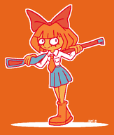 drawing gun looking_at_viewer mymy nerf_gun niggerwiggle smiling // 1014x1192 // 46KB