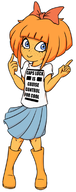 looking_at_viewer meta:general_fanart mymy pointing sketch text tshirt // 378x960 // 166KB