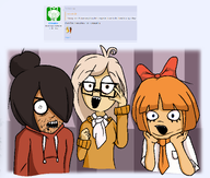 arm artist:rot bowtie clothes coco drawn_background female glasses hair hand marker maya mymy nu_trio open_mouth orange_hair sweater variant:beastjak variant:burnsjak variant:kliksjak yellow_hair // 1859x1579 // 212KB
