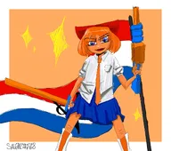 artist:salemzhar768 fan_art looking_at_viewer mymy nerf nerf_gun niggerwiggle sword voc_flag // 1200x1060 // 140KB