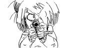 artist:oekakigod looking_at_a_viewer maya no_color oekaki pointing_gun // 500x250 // 30KB