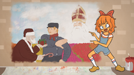 artist:studio_massa candy_cane clogs Illustraties_(official) looking_at_viewer mymy official_art overalls paint painter painting petjeaf present propaganda santa_claus santa_hat sinterklaas smiling text tulips // 3840x2160 // 7.9MB