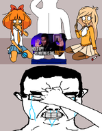 artist:yosack_jaki chud coco kneeling laughing mymy niggerwiggle ruler shocked shrimp // 527x680 // 246KB