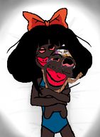 anti_ongezellig black_skin bloodshot_eyes bowtie brown_skin clothes coon full_body hair holding_object jakparty_soy jartycuck meta:op_took_a_selfie_of_xerself mymy ongezellig rope smile subvariant:jartycuck variant:chudjak zellig // 323x439 // 105KB