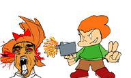 ack anti_ongezellig blood bloodshot_eyes blue_eyes bowtie cartoon clothes cracked_teeth crying female firearm friday_night_funkin' full_body gun murder mymy necktie newgrounds oekaki ongezellig open_mouth orange_hair orange_skin pico picos_school pistol redraw smile soyjak subvariant:chudjak_front tongue variant:chudjak video_game weapon // 1316x782 // 73KB