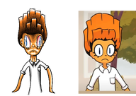 artist:rot blue_eyes clothes dyed_hair mymy orange_hair orange_skin smear_frame tentacles transparent_background // 1166x828 // 366KB