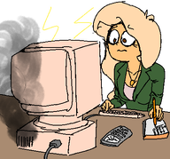 artist:bob calculator coco computer concerned confused fire_hazard keyboard smoke taking_notes taxes // 446x415 // 58KB
