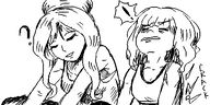 artist:oekakigod closed_eyes crack exclamation_mark interrogation_mark oekaki pain yfke yoga zoey // 500x250 // 52KB