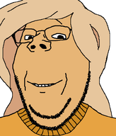 coco_(ongezellig) glasses hair ongezellig open_mouth smile stubble subvariant:wholesome_soyjak teeth variant:gapejak // 684x800 // 24KB
