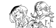 artist:oekakigod babysitting freckles mymy niggerwiggle oekaki smiling variant:agugu vera // 500x250 // 44KB