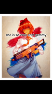 arm blue_eyes bowtie clothes ear firearm gem gun hair hand holding_object mymy necktie oh_my_god_she_is_so_attractive ongezellig orange orange_hair orange_skin rifle skirt tiktok total_nigger_death variant:markiplier_soyjak video weapon // 576x1024, 9.5s // 195KB