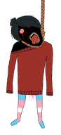 anti_ongezellig black_skin bloodshot_eyes clothes crying dead full_body hair hanging maya_(ongezellig) ongezellig rope soyjak stubble tongue tranny variant:bernd yellow_teeth // 680x1500 // 163KB