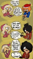 artist:lildrawingboy black_hair blonde_hair christmas christmas_hat coal coco comic english_text gift hoodie klog maya maya's_friend mayas_friend meta:general_fanart mymy orange_hair santa_hat snowman_shirt tagme text // 675x1200 // 213KB