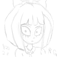 black_and_white looking_at_viewer meta:general_fanart mymy sketch text // 1000x1000 // 327KB