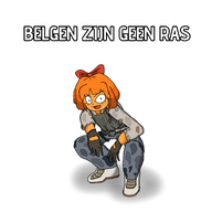belgen_zijn_geen_ras blue_eyes bow dutch_text freckles gloves meta:general_fanart mymy orange_hair shadow squatting tagme text tie unknown_artist white_void // 2048x2048 // 320KB